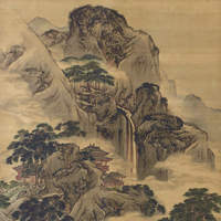 『廬山瀑布図軸（部分）　袁耀筆中国　清時代・乾隆6年(1741)　江田勇二氏寄贈』の画像