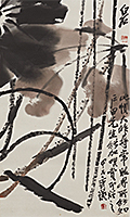 『荷葉図軸　斉白石筆　中国　中華民国時代・20世紀』の画像