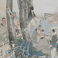 Image of "The Nine Elders (detail), By Ren Yi, China, Qing dynasty, dated 1883 (Gift of Dr. Hayashi Munetake)"