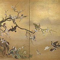 『花鳥図屏風（部分）　海北友雪筆　江戸時代・17世紀』の画像