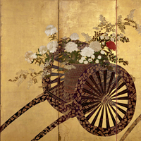Image of "Flowers on Carts (detail), Artist unknown, Edo period, 17th century"
