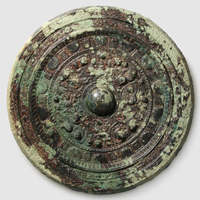 Image of "Mirror, Deity and imaginary creature design, From Izumikoganezuka Tumulus, Izumi-shi, Osaka, Kofun period, 4th century (Chinese-made: 3rd century) (Important Cultural Property)"