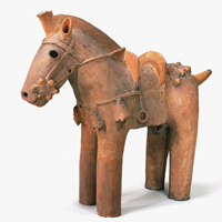 Image of "Haniwa (Terracotta tomb object), Horse, Excavated at Hinatajima, Kamichujo, Kumagaya-shi, Saitama, Kofun period, 6th century (Important Cultural Property)"