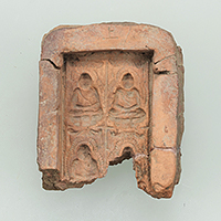 Image of "Mold for Tile with Image of Buddhist Divinity, Excavated at Yamadadera Temple Site, Sakurai-shi, Nara, Asuka period, 7th century"
