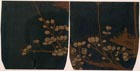 Image of "Brocade Known as "Kiyomizu-gire", Plum blossoms and bush warblers on blue ground, China, Ming Dynasty, 15th century "
