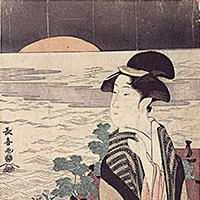 Image of "Beauties of the Four Seasons: Sunrise on New Year's Day (detail), By Eishosai Choki, Edo period, 18th century"