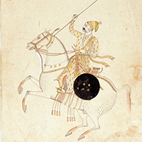 『騎馬人物像（部分）　ビーカーネール派 インド　18世紀前半』の画像