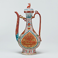 Image of "Ewer, Design in overglaze enamel and gold, Jingdezhen ware, China, Ming dynasty, 16th century (Important Art Object, Gift of Mr. Sakamoto Goro)"