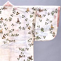 『帷子 白麻地流水に萩模様（部分）　江戸時代・18世紀』の画像