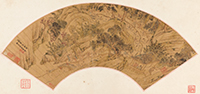 『蘭亭春禊図扇面　王建章筆　中国　明時代・崇禎6年（1633）　比屋根郁子氏寄贈』の画像