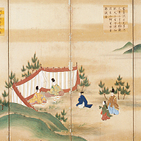 Image of "Scenes from Yuki Province for the Grand Thanksgiving Festival of 1764, Scenes of the first and second months, Edo period, dated 1764 (on exhibit through December 1, 2019)"