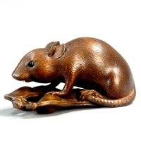 『豆鼠木彫根付　線刻銘「正香」　江戸時代・19世紀　上田令吉氏寄贈』の画像