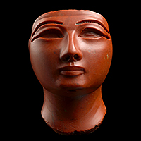 Image of "Head of a Royal Figure, Red jasper, c. 1473-1292 BC, Egypt"