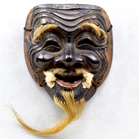Image of "Noh Mask: Sanbasō (Kokushikijō), Inscribed in gold &quot;Attributed to Nikkō by Nōsei (monogram)&quot;, Passed down by the Umewaka clan, Nanbokuchō period, 14th century (Important Cultural Property)"