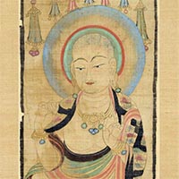 Image of "Banner with the Bodhisattva Dizang (detail), Mogao Caves in Dunhuang, China, Pelliot collection, Tang dynasty, 9th century (Acquired through exchange with the Guimet Museum)"