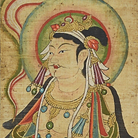 Image of "Banner with a Standing Bodhisattva (china), Mogao Caves in Dunhuang, China, Pelliot collection, Tang dynasty, 9th century, Acquired through exchange with the Guimet Museum"