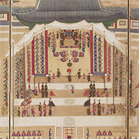 『宮廷儀式図屏風（部分）　朝鮮時代・19世紀』の画像