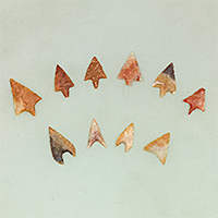 Image of "Stone Arrowheads, Found in Gonohe Town, Aomori, Jōmon period, 2,000&ndash;400 BC (Gift of Mr. Ewatari Kuamagoro)"