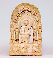 Image of "Standing Buddha Triad, Eastern Wei dynasty, 6th century (Important Cultural Property)"