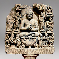 Image of "Preaching Buddha, Kushan dynasty, 3rd century"