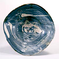 Image of "Bowl with a Wagtail, Glazed stoneware, Mino ware, gray-Shino type, Azuchi-Momoyama–Edo period, 16th–17th century (Important Cultural Property)"