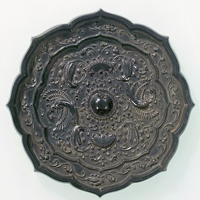 Image of "Octafoil Mirror with Auspicious Flowers and Paired Phoenixes, Heian period, 11th–12th century (Important Cultural Property)"