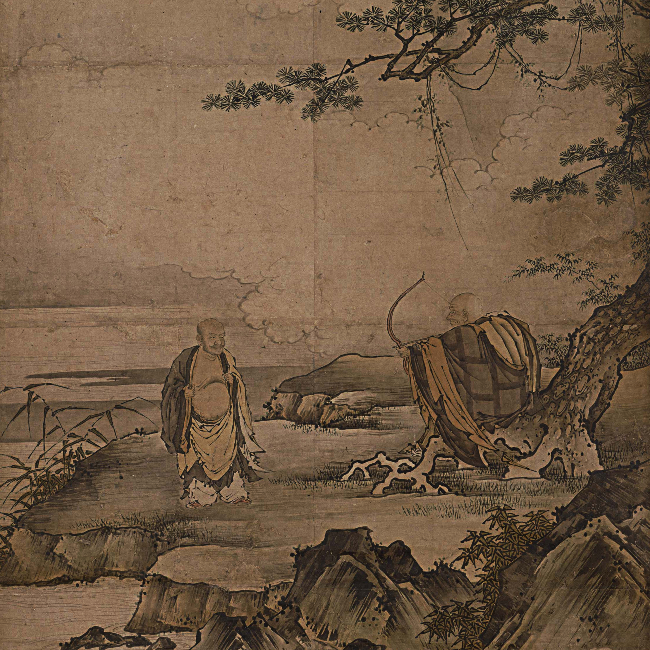 Image of "Patriarchs of Zen Buddhism (detail), Daitokuji, Kyoto, By Kano Motonobu, Muromachi period, 16th century (Important Cultural Property)"