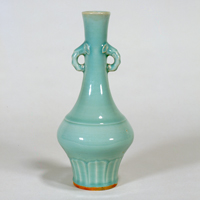 Image of "Flower Vase with Elephant-Shaped Handles, Longquan ware, China, Yuan-Ming dynasty, 14th-15th century"