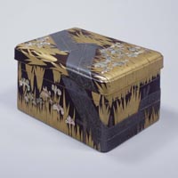 Image of "Writing Box with the Eight-Plank Bridge, Lacquered wood with “maki-e”, lead, and mother-of-pearl | By Ogata Kōrin (1658–1716) | Edo period, 18th century (National Treasure)"