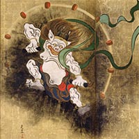 Image of "重要文化财　风神雷神图屏风（部分）　18世纪"