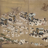 Image of "The Carriage Struggle, By Kano Sanraku, Edo period, dated 1604 (Keicho 9), Important Cultural Property"