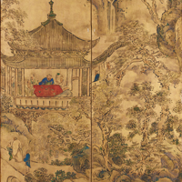 Image of "国宝　楼阁山水图屏风（局部）　池大雅　18世纪"