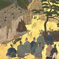 Image of "오하라 행차 그림 병풍（부분）　16세기"