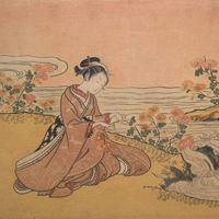『重要美術品　見立菊慈童（部分） 鈴木春信筆　江戸時代・18世紀』の画像