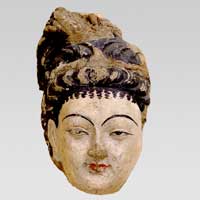 Image of "Head of a Bodhisattva, Kumtura Caves, China, ChinaŌtani collection, 7th–8th century"