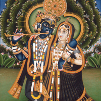 Image of "Krishna and Radha (detail), By the Jaipur school, 19th century"