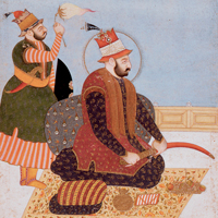 Image of "Nader Shah Seated on a Terrace (detail), By the Bikaner school, India, 18th century"