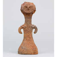 Image of "Vessel in the Shape of a Clay Figurine (Dogū)Found in Ueda City, Nagano, Yayoi period, 4th–3rd century BC (Gift of Mr. Shimomura Ichinosuke and Mr. Shimomura Gorō)"