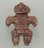 Image of "Clay Figurine (Dogū)Found in Kawane-Honchō Town, Shizuoka,Jōmon period, 1000–400 BC"