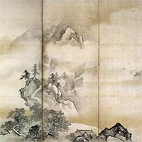 『重要美術品　山水図屏風（部分） 狩野探幽筆　江戸時代・17世紀』の画像