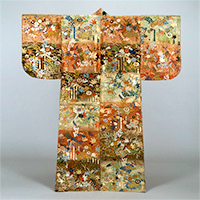 Image of "Noh Costume (Karaori) with Waves, Bouquets, Fences, and Autumn Grasses, Passed down by the Uesugi clan, Edo period, 18th century"