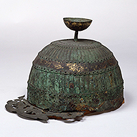 Image of "Visored Gilt-Bronze Helmet, Found at Ōtsukayama Tumulus, Chiba, Kofun period, 5th century"