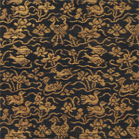 Image of "藏青地莲池水禽鱼纹样织金（和久田手织金）　中国　16～17世纪"