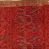 Image of "羊绒披肩 白地佩斯利纹样缝合（局部）　印度 克什米尔　18-9世纪"