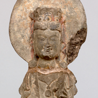 Image of "Bodhisattva (detail), China, Eastern Wei dynasty, 6th century, Reportedly once owned by White Horse Temple (Baima Si), Luoyang"