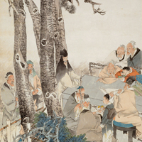 Image of "The Nine Elders (detail), By Ren Yi, China, Qing dynasty, 1883 (Gift of Dr. Hayashi Munetake)"