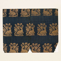 Image of "Textile with Vines and PeoniesGold brocadePassed down by the Maeda clan, China, Ming dynasty, 15th century"