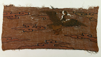 Image of "Textile with Clouds and an Auspicious BirdSilk tapestry (kesi) with gold leafLiao dynasty, 10th century (Gift of Ms. Tajima Fusae)"