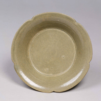 Image of "Lobed Dish, Glazed stoneware, Yue ware, China, Five Dynasties period, 10th century"