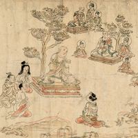Image of "중요문화재　화엄 55소 두루마리 그림（부분）　13세기"